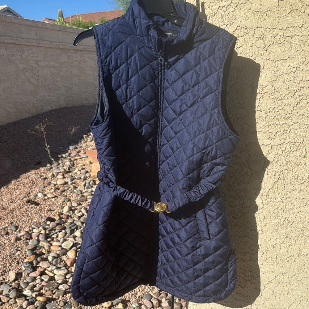 Marc Anthony New York Quilted Vest W/ Pockets - Womens Large L Belt U8